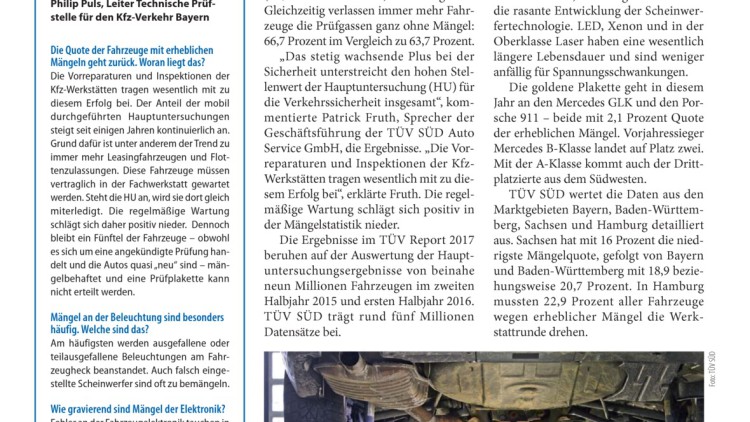 TÜV-Report 2017: Erfolg für deutsche Hersteller