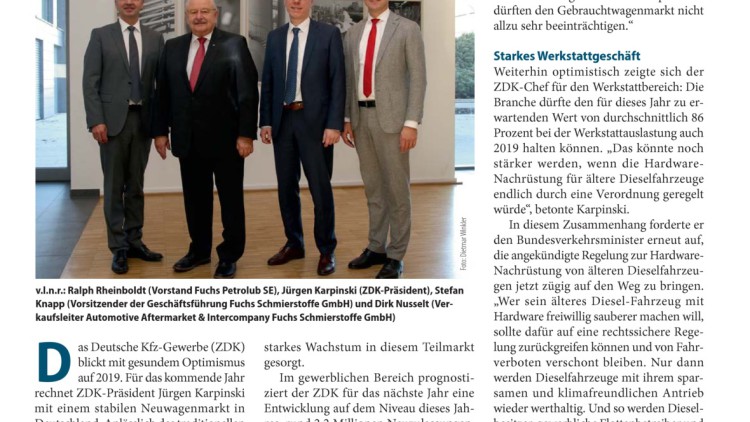 Fuchs-Kamingespräch 2018: Stabiles Autojahr 2019 erwartet