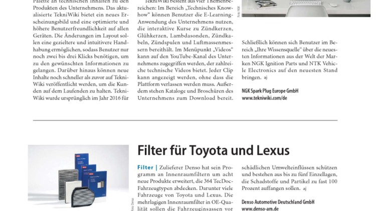 Filter für Toyota und Lexus