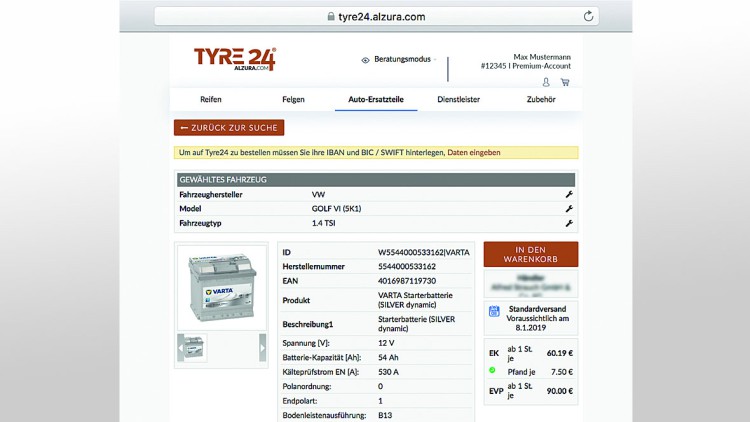 Tyre24 Bestellprozess