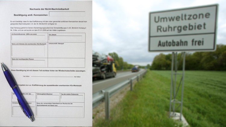 Ausnahmegenehmigung Nicht Nachrüstbarkeitsbescheinigung Umweltzonen Nordrhein Westfalen