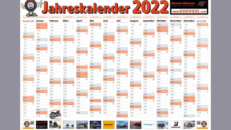 Reifen Göggel Jahreskalender 2022