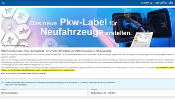 Screenshot der Website https://pkw-label.carzilla.de/