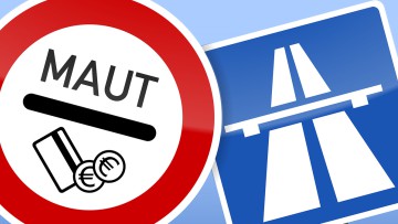 Symbolbild mit den Verkehrsschildern Pkw-Maut und Autobahn