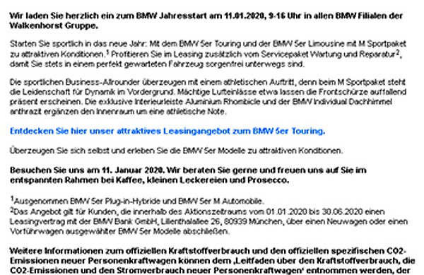 BMW Aktion Walkenhorst 2020