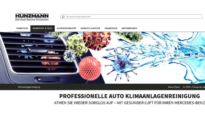 Website des Mercedes-Autohauses Kunzmann