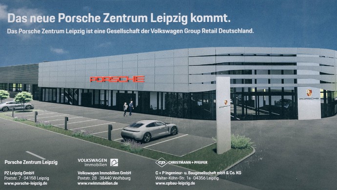 Rendering des neuen Porsche Zentrum Leipzig