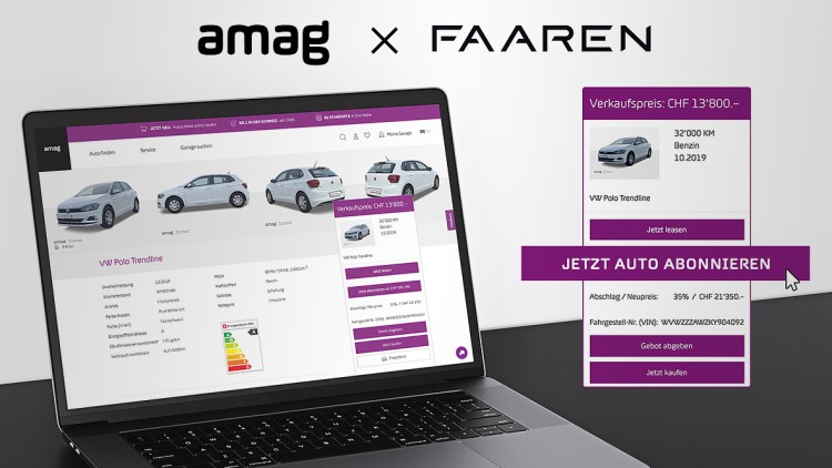 AMAG kooperiert mit Faaren: Auto-Abo als digitaler Vertriebskanal