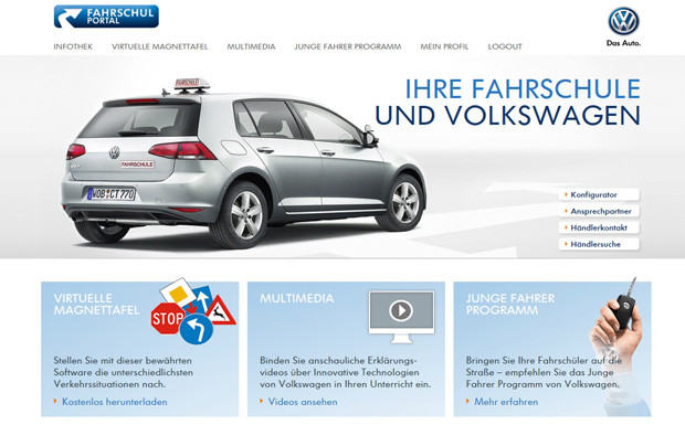 Neues Fahrschulportal von Volkswagen
