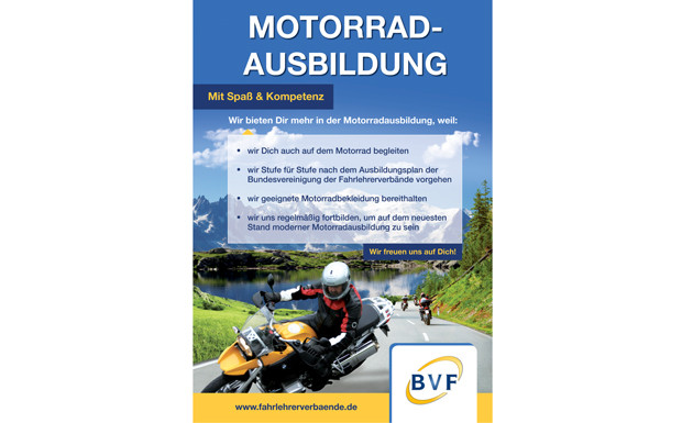 Motorradplakat der BVF: Kompetenz nach außen zeigen