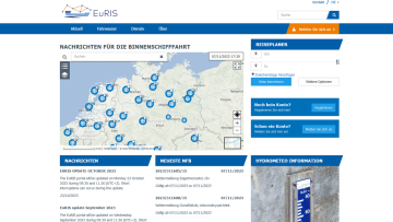 Screenshot der EuRIS-Startseite