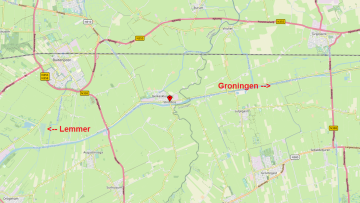 Karte mit der Lage von Stroobos zwischen Groningen und Lemmer