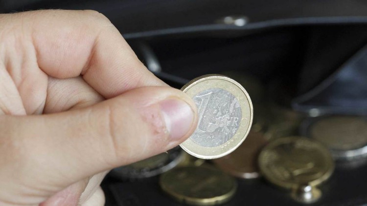 Euromünze, Geldbeutel, Hand