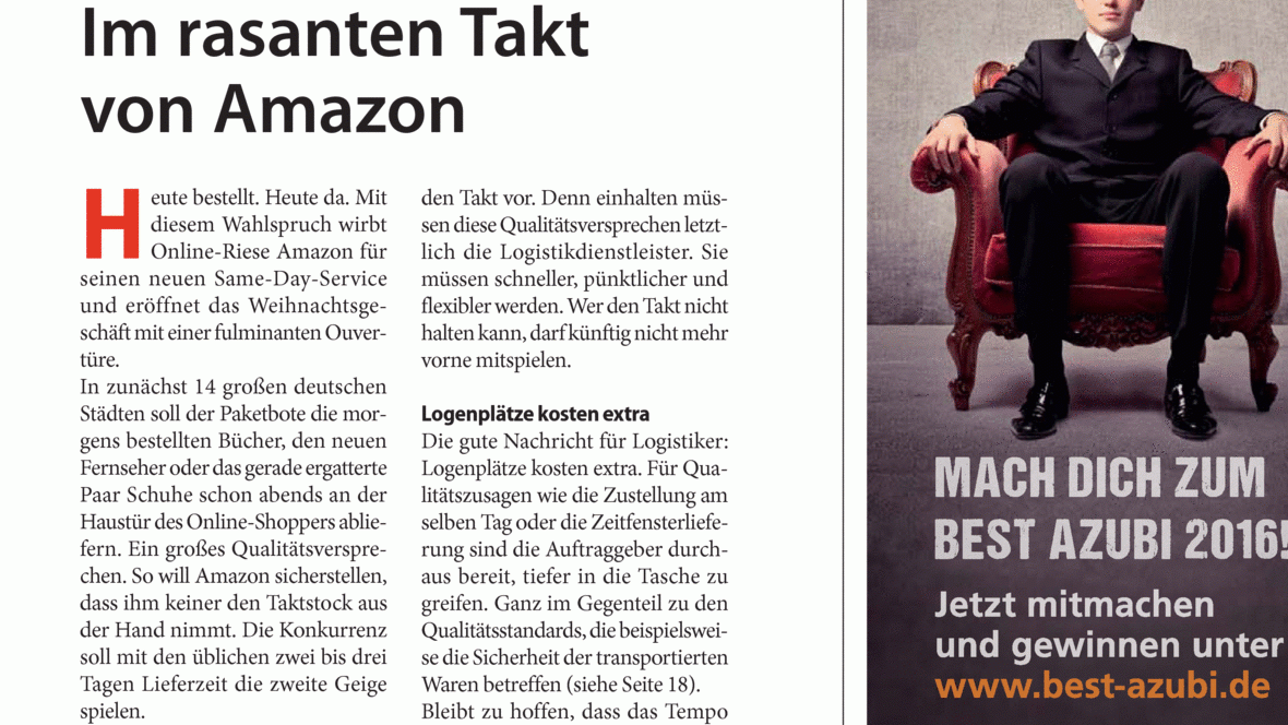 Same day lieferung im rasanten takt von amazon