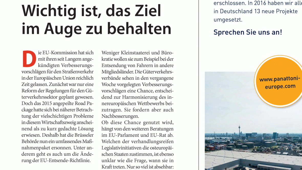 EUMobilitätsPaket Wichtig ist, das Ziel im Auge zu behalten