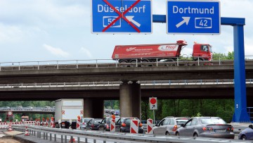 A59, Autobahnkreuz Duisburg, Stau, Baustelle