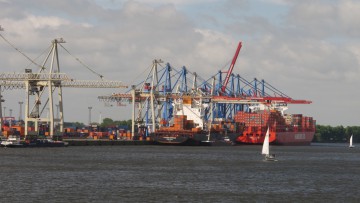 Panorama-Ansicht des Hafens Hamburg