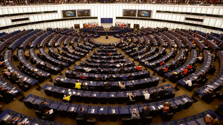 Das EU-Parlament im Mai 2023 bei einem Besuch von Bundeskanzler Olaf Scholz (SPD)