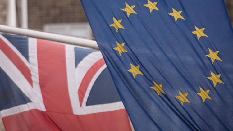 Flaggen, EU, UK, Brexit