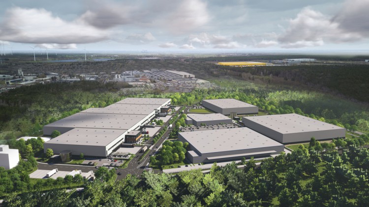 Verdion entwickelt bis 2024 in Ludwigsfelde bei Berlin eine Logistikimmobilie mit PV-Anlagen (Visualisierung)